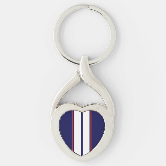 Kassy Red, White en Blue Racing Stripes Sleutelhanger (Voorkant)
