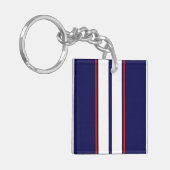 Kassy Red, White en Blue Racing Stripes Sleutelhanger (Voorkant Links)