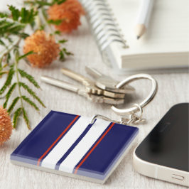 Kassy Red, White en Blue Racing Stripes Sleutelhanger