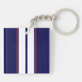 Kassy Red, White en Blue Racing Stripes Sleutelhanger (Achterkant)