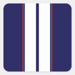 Kassy Red, White en Blue Racing Stripes Vierkante Sticker