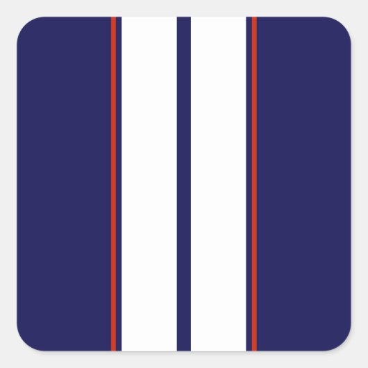 Kassy Red, White en Blue Racing Stripes Vierkante Sticker (Voorkant)