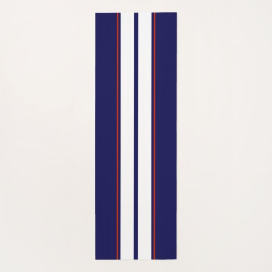 Kassy Red, White en Blue Racing Stripes Yogamat (Achterkant)