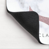 Kassy roos goudglitteranker & witte marmer muismat (Hoek)