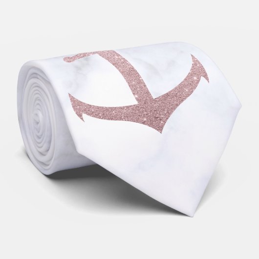 Kassy roos goudglitteranker & witte marmer stropdas (Opgerold)