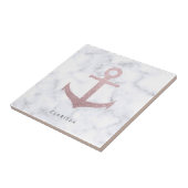 Kassy roos goudglitteranker & witte marmer tegeltje (Zijkant)