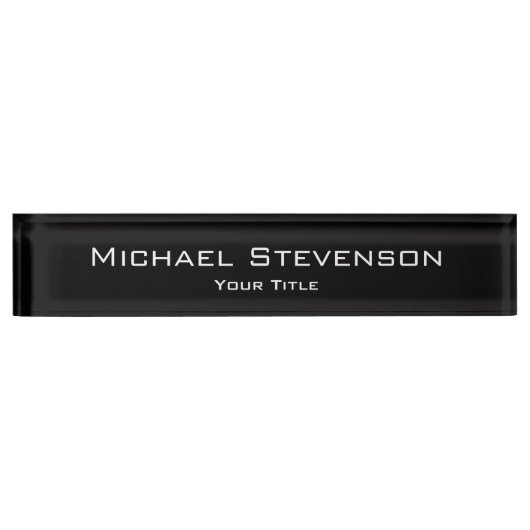 Kassy Unieke zwarte witte legant desk Naambordje (Voorkant)