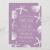 Kassy Violet Starfish & Sand Dollar Beach Weddensc Kaart (Voorkant / Achterkant)