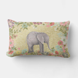Kassy Waterverf Elephant Floral Lijst Gold Foil Kussen