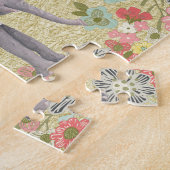 Kassy Waterverf Elephant Floral Lijst Gold Foil Legpuzzel (Zijkant)