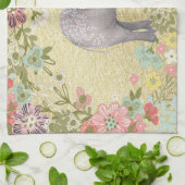 Kassy Waterverf Elephant Floral Lijst Gold Foil Theedoek (Gevouwen)