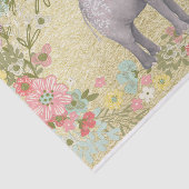 Kassy Waterverf Elephant Floral Lijst Gold Foil Tissuepapier (Detail)