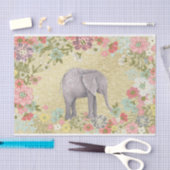 Kassy Waterverf Elephant Floral Lijst Gold Foil Tissuepapier (Craft)
