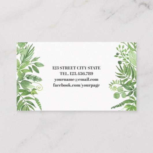 Kassy Waterverf wilde weidegroen Visitekaartje (Achterkant)