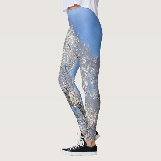Kassy Winter Frost Tree en Branch ontworpen Leggings (Links)