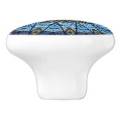 Kast met blauw Glas in lood keramische lade Keramische Knop (Zijkant)