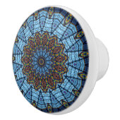 Kast met blauw Glas in lood keramische lade Keramische Knop (Rechts)