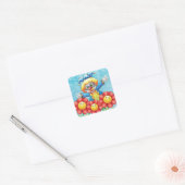 Kast met bloemen vierkante sticker (Envelop)