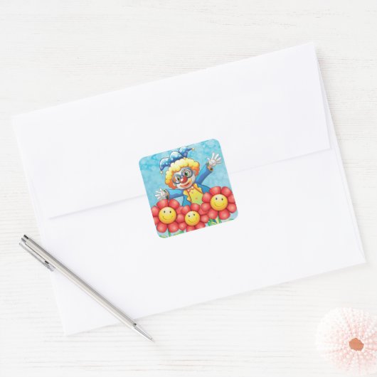 Kast met bloemen vierkante sticker (Envelop)