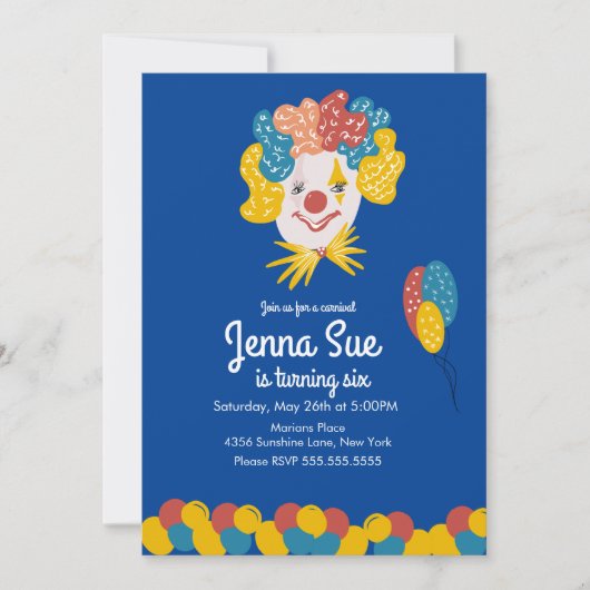 Kast met hand getekende carnavaldag uitnodiging (Voorkant)