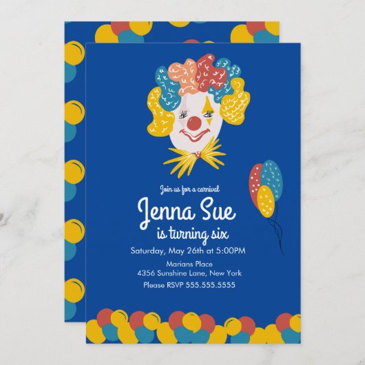 Kast met hand getekende carnavaldag uitnodiging (Voorkant / Achterkant)