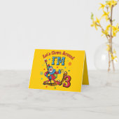 Kast rond 3e verjaardag kaart (Gele Bloem)