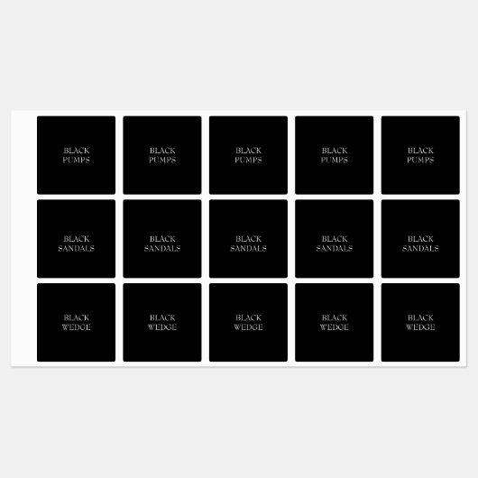 Kast Zwart Schoen Classificatie Labels (Vel)