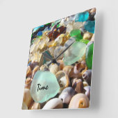 Kastal Beach Zee Glass Wall Clock personaliseren Vierkante Klok (Hoek)
