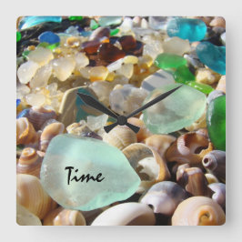 Kastal Beach Zee Glass Wall Clock personaliseren Vierkante Klok