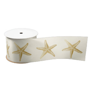 Kastal Seashell Weddenschap Gold Ivory Starfish Satijnen Lint