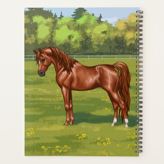 Kastanje Arabisch paard uit Egypte in het voorjaar Planner (Achterkant)