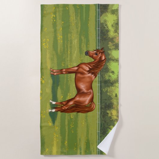 Kastanje Arabisch paard uit Egypte in het voorjaar Strandlaken (Voorkant)