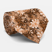 Kastanje Bloem Batik Stropdas (Opgerold)