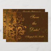 Kastanje Bruin/Goud/Groen Foto opslaan van de datu Save The Date (Voorkant / Achterkant)