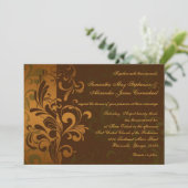 Kastanje Bruin/Goud/Groen werveling bruiloft uitno Kaart (Staand voorkant)