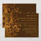 Kastanje Bruin/Goud/Groen werveling bruiloft uitno Kaart (Voorkant / Achterkant)