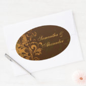 Kastanje bruin/goud/groen wervelingszegel of ovale sticker (Envelop)