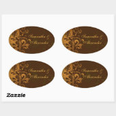 Kastanje bruin/goud/groen wervelingszegel of ovale sticker (Vel)