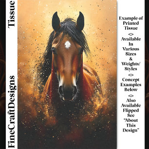 Kastanje Bruin Paard, Goud & Zwart DF1L Decoupage Tissuepapier
