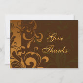Kastanje Bruin Swirl Thanksgiving Diner Kaart (Achterkant)