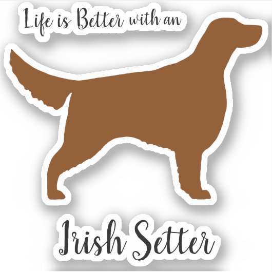 Kastanje Irish Setter Dog Silhouette Vinyl Sticker (Voorkant)