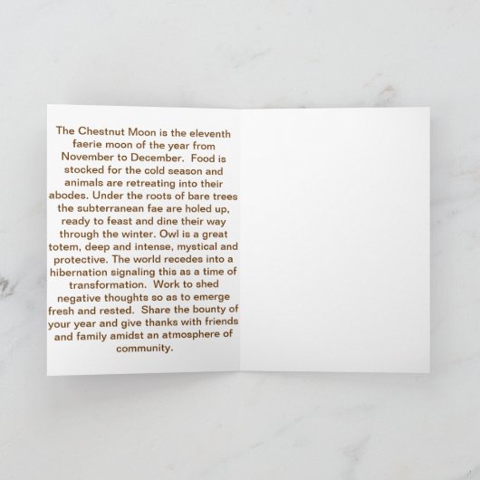 KASTANJE MAAN FEE Wenskaart Oogst Feestdagen Kaart (Binnen)