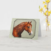 Kastanje Morgan Horse Sage Green Kaart (Gele Bloem)