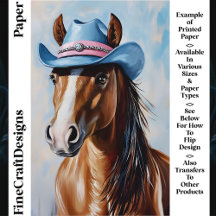 Kastanje Paard Blauw Cowboy Pet CS8 Craft Paper