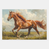Kastanje Paard Galloping Olieverfschilderij Decoup Inpakpapier Vel (Voorkant 2)