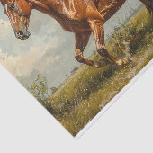 Kastanje Paard Galloping Olieverfschilderij Decoup Tissuepapier (Detail)