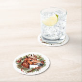 Kastanje Paard Kerst Krans Papier Onderzetters (Insitu)