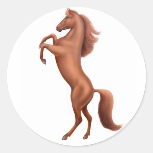 Kastanje Paard opfokken teken Ronde Sticker (Voorkant)