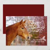 Kastanje Paard Vakantie Fotokaarten Feestdagenkaart (Voorkant / Achterkant)