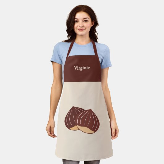 kastanje schort (Gedragen)